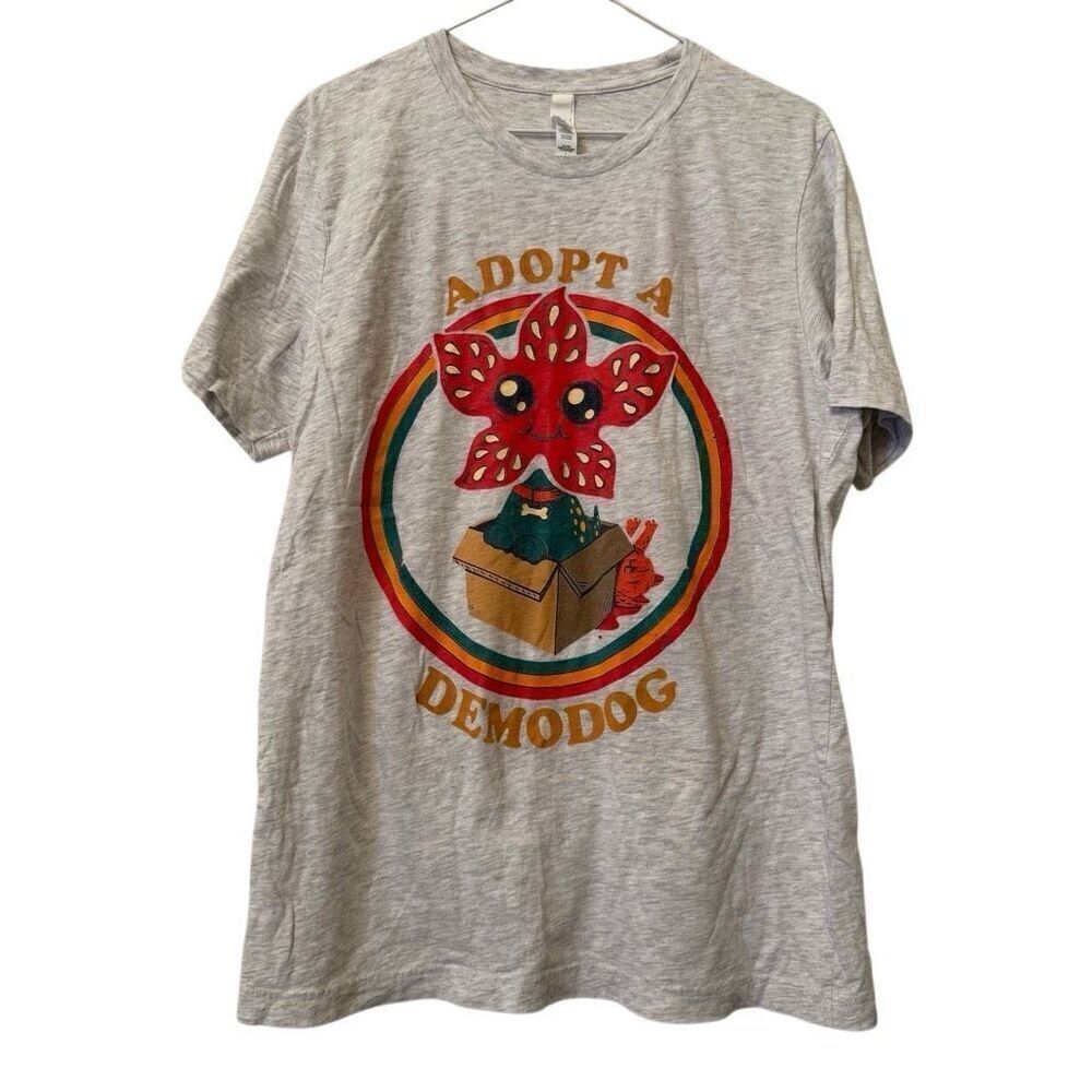 Bella + Canvas Adopt A Demodog Graphic Short Sleeve Gray T-Shirt Size Large